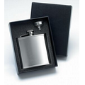 5 Oz. Stainless Steel Rimmed Flask w/ Silver Funnel in Black Gift Box